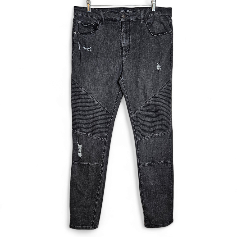 Jaywalker Mens Faded Black Distressed Y2K Streetwear Biker Moto Jeans Sz 38 x 31